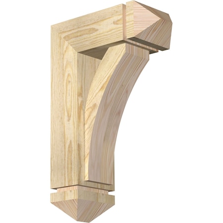 Thorton Arts And Crafts Rough Sawn Bracket W/ Offset Brace, Douglas Fir, 6W X 14D X 22H